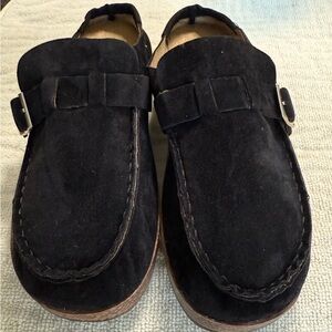 Women's Black Suede Mules